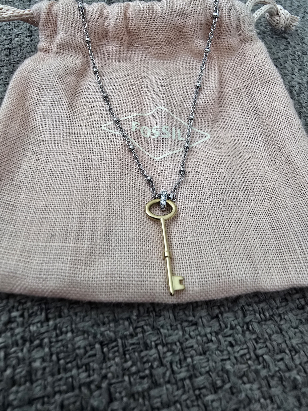 Fossil Two-Tone Key Pendant Necklace - Gold & Silver